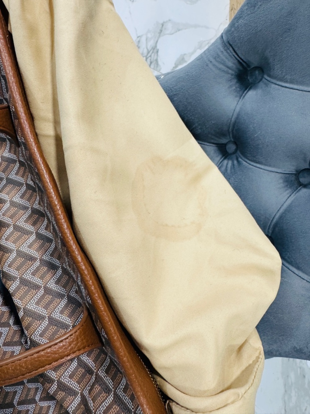 Brown Geometric Tote with Matching Pouch - Picture 5 of 5